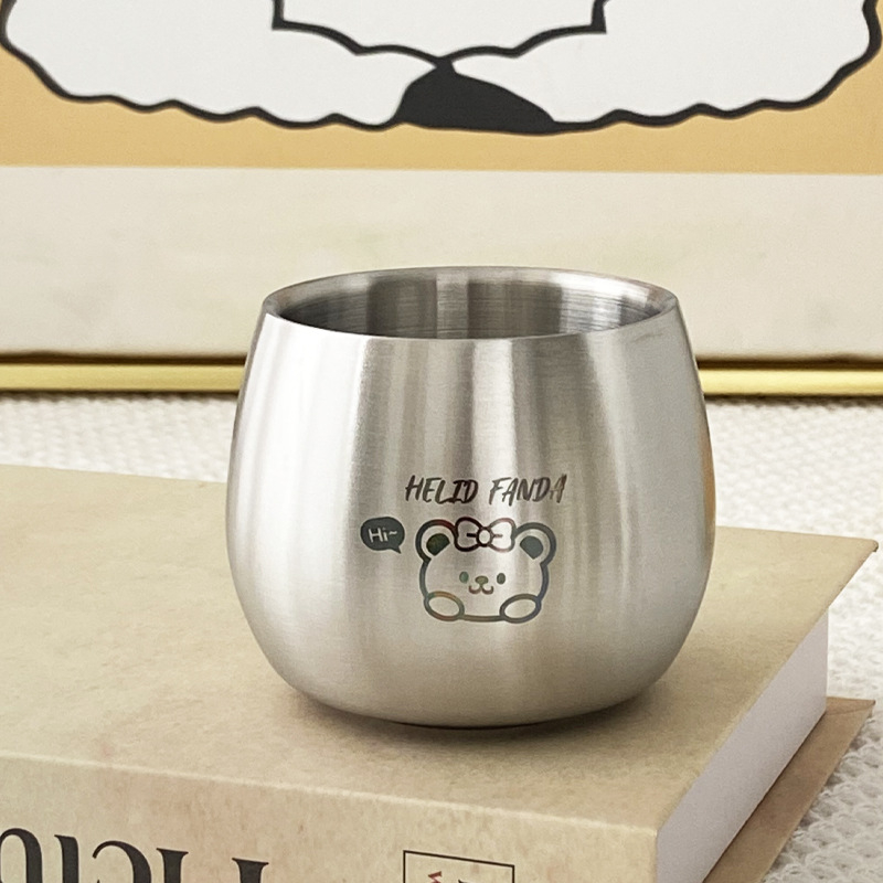 Vaikų nerūdijančio plieno vandens puodelis su karikatūriniu dizainu, dviejų sluoksnių sienelėmis, apsauga nuo nudegimų, atspari kritimui