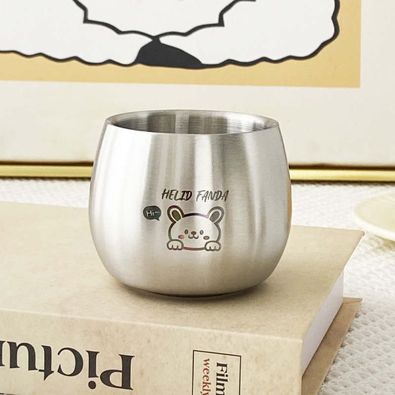 Vaikų nerūdijančio plieno vandens puodelis su karikatūriniu dizainu, dviejų sluoksnių sienelėmis, apsauga nuo nudegimų, atspari kritimui