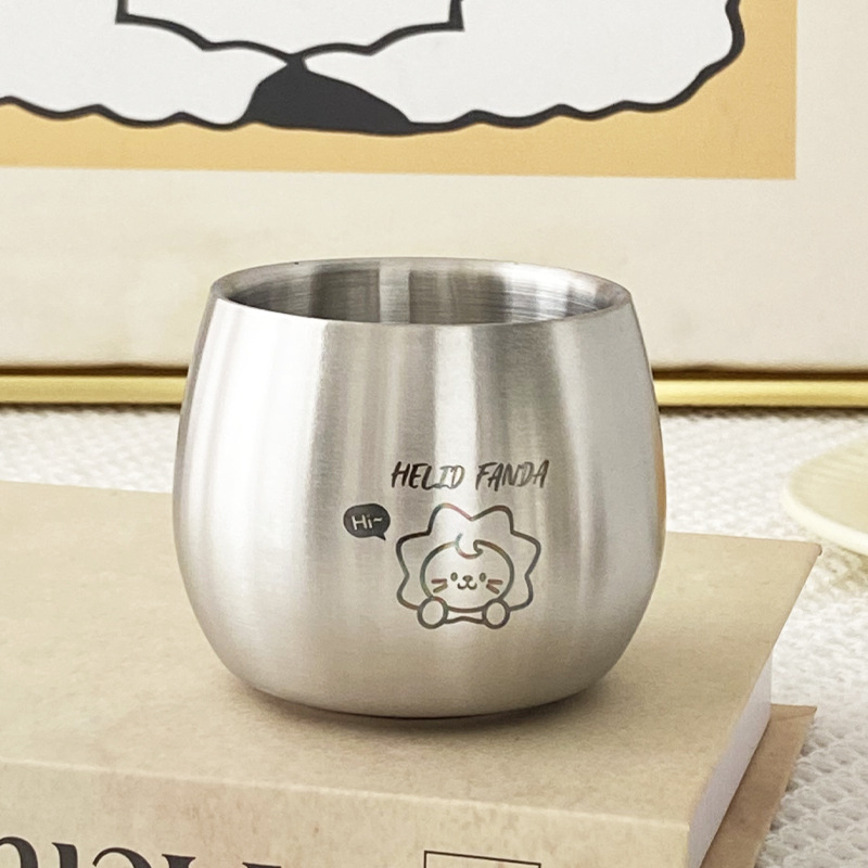 Vaikų nerūdijančio plieno vandens puodelis su karikatūriniu dizainu, dviejų sluoksnių sienelėmis, apsauga nuo nudegimų, atspari kritimui