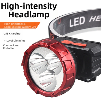 Įkraunamas LED galvos žibintas, daugiafunkcinė, modelis 208-3, 50 m šviesos spindulys, veikimo laikas 3 val.