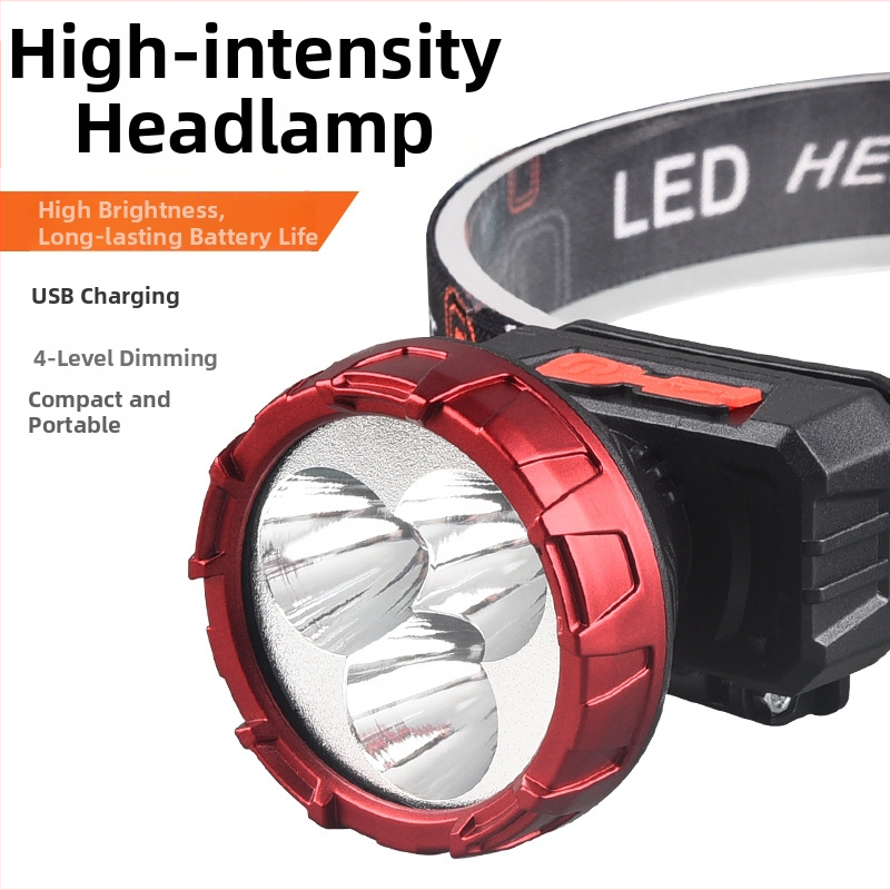 Įkraunamas LED galvos žibintas, daugiafunkcinė, modelis 208-3, 50 m šviesos spindulys, veikimo laikas 3 val.