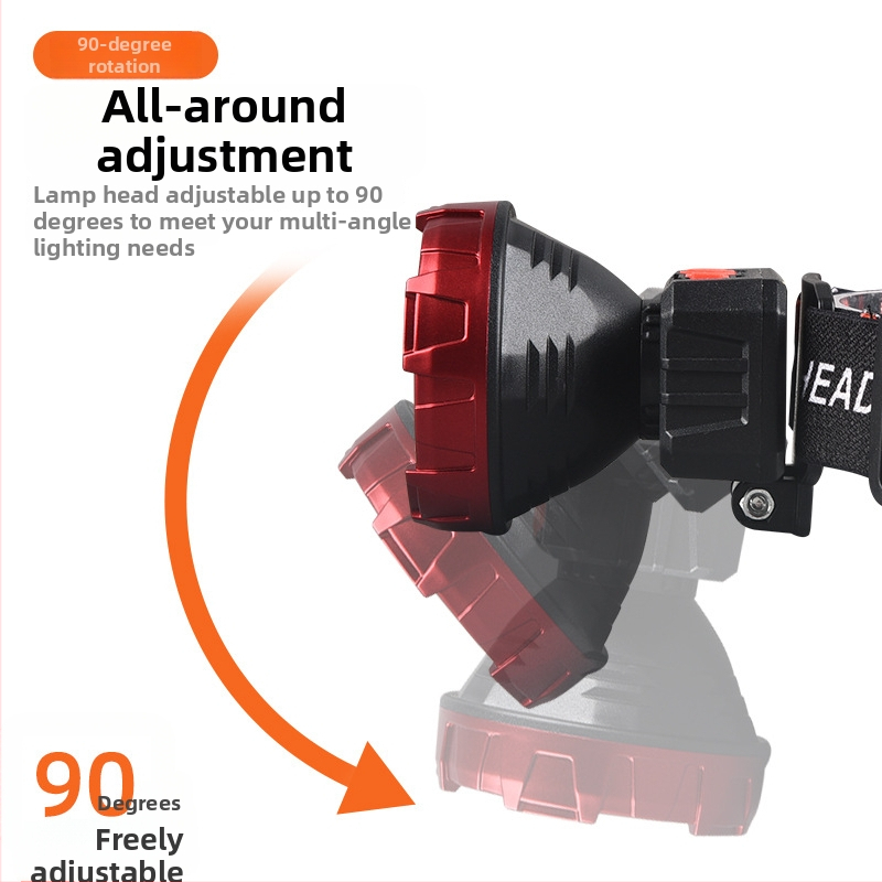 Įkraunamas LED galvos žibintas, daugiafunkcinė, modelis 208-3, 50 m šviesos spindulys, veikimo laikas 3 val.