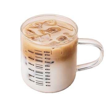 Чаша за мляко с дръжка — стъкло с висока боросиликатност, устойчива на високи температури, ръчна изработка, семпъл дизайн