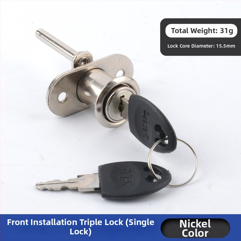 Комбинационна брава за офис бюро и чекмеджета с три заключващи пръти (Side Triple Lock) – цинкова сплав, модерен стил, марка High-minded hardware