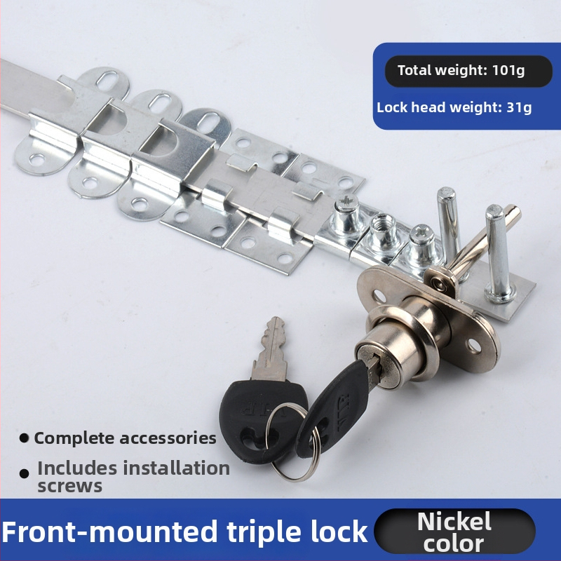 Комбинационна брава за офис бюро и чекмеджета с три заключващи пръти (Side Triple Lock) – цинкова сплав, модерен стил, марка High-minded hardware