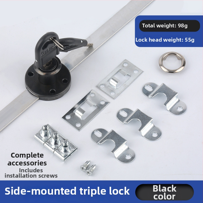 Комбинационна брава за офис бюро и чекмеджета с три заключващи пръти (Side Triple Lock) – цинкова сплав, модерен стил, марка High-minded hardware