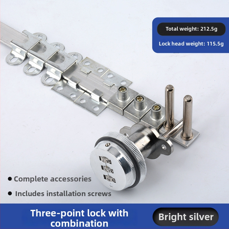 Комбинационна брава за офис бюро и чекмеджета с три заключващи пръти (Side Triple Lock) – цинкова сплав, модерен стил, марка High-minded hardware
