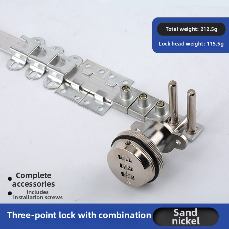 Комбинационна брава за офис бюро и чекмеджета с три заключващи пръти (Side Triple Lock) – цинкова сплав, модерен стил, марка High-minded hardware