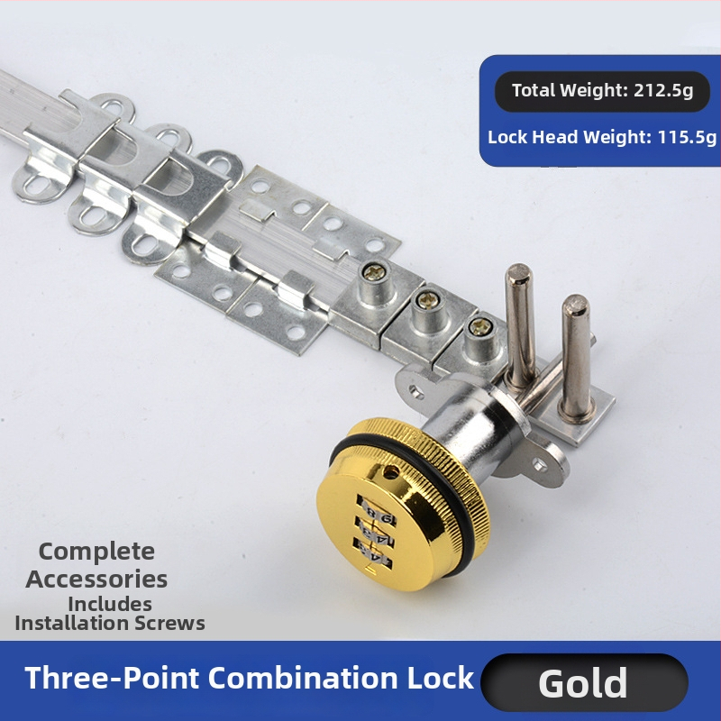 Комбинационна брава за офис бюро и чекмеджета с три заключващи пръти (Side Triple Lock) – цинкова сплав, модерен стил, марка High-minded hardware