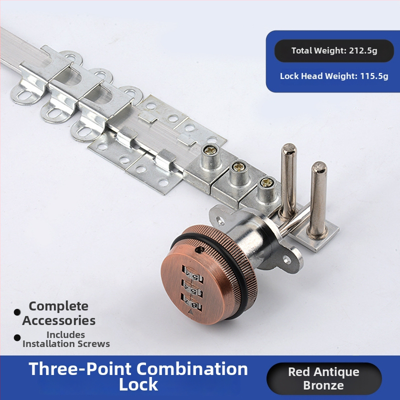 Комбинационна брава за офис бюро и чекмеджета с три заключващи пръти (Side Triple Lock) – цинкова сплав, модерен стил, марка High-minded hardware