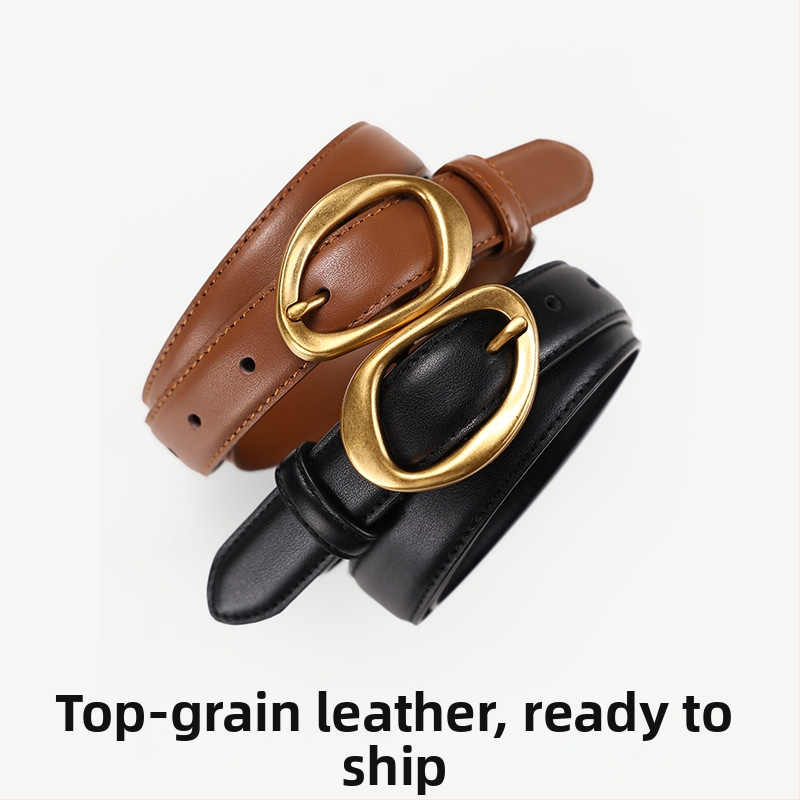 Moteriška natūralios odos diržas su smeigtuko sagtimi - Pirmojo sluoksnio veršienos oda, plotis 2-4 cm