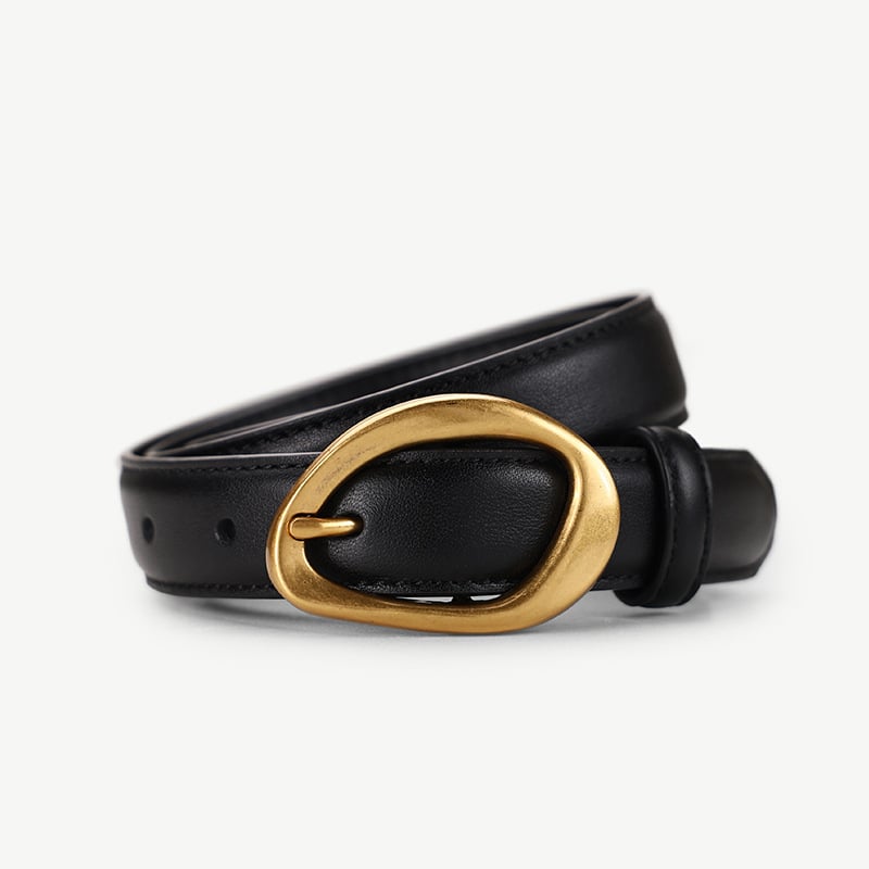 Curea pentru femei din piele naturală, cataramă cu cui - Piele de vițel, prim strat, lățime 2-4 cm