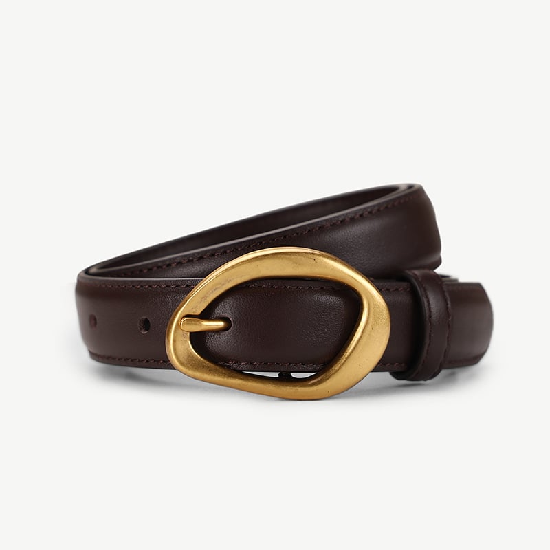 Curea pentru femei din piele naturală, cataramă cu cui - Piele de vițel, prim strat, lățime 2-4 cm