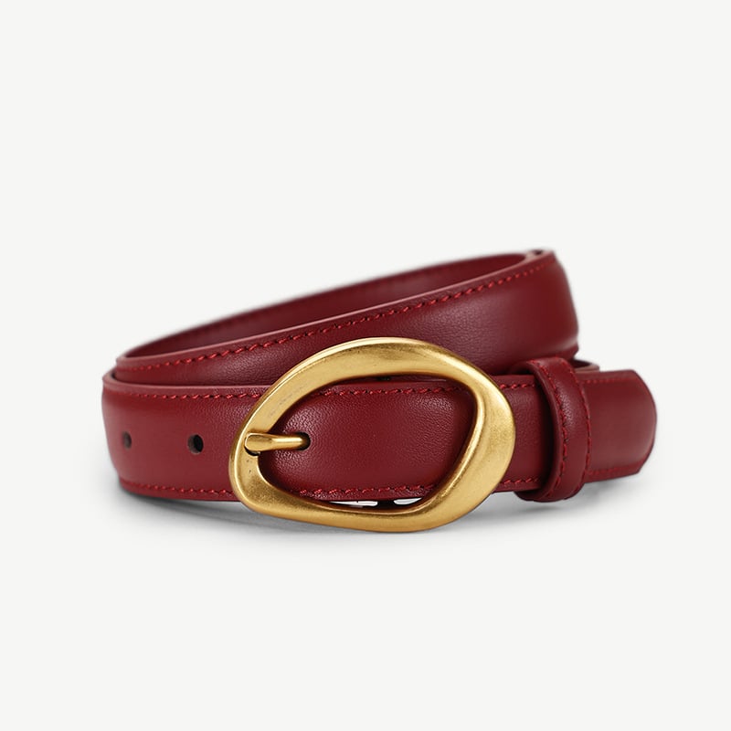 Curea pentru femei din piele naturală, cataramă cu cui - Piele de vițel, prim strat, lățime 2-4 cm