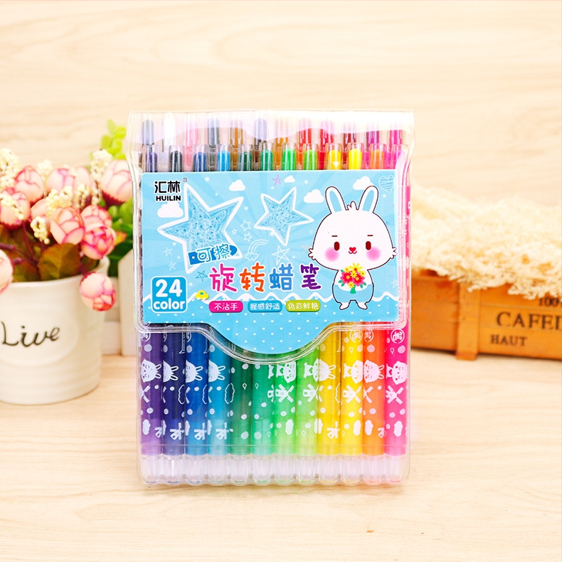 Детски въртящ се комплект цветни моливи (модел 810 – къс въртящ се молив; корпус от полипропилен; рефил 24 нюанса; тегло 89 г; печат на лого)