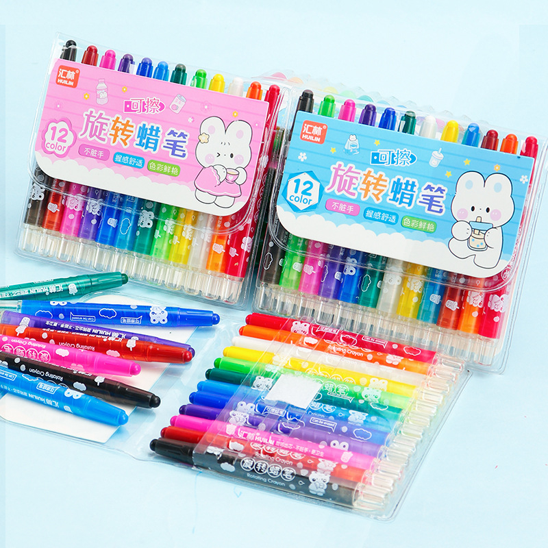 Детски въртящ се комплект цветни моливи (модел 810 – къс въртящ се молив; корпус от полипропилен; рефил 24 нюанса; тегло 89 г; печат на лого)