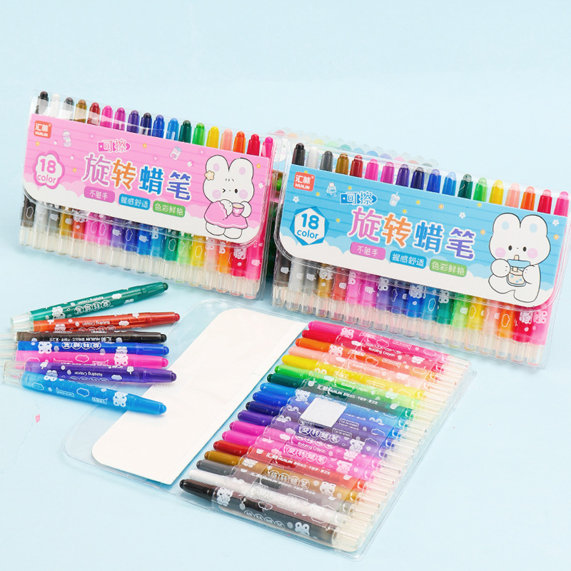 Детски въртящ се комплект цветни моливи (модел 810 – къс въртящ се молив; корпус от полипропилен; рефил 24 нюанса; тегло 89 г; печат на лого)