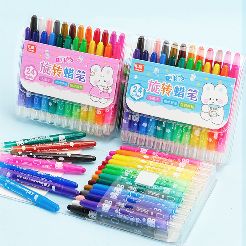 Детски въртящ се комплект цветни моливи (модел 810 – къс въртящ се молив; корпус от полипропилен; рефил 24 нюанса; тегло 89 г; печат на лого)