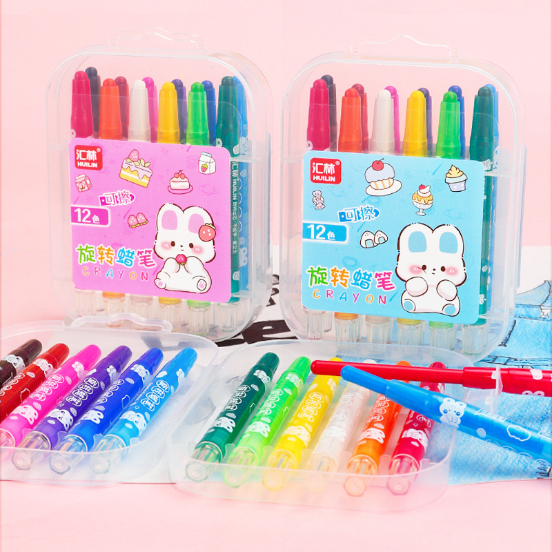 Детски въртящ се комплект цветни моливи (модел 810 – къс въртящ се молив; корпус от полипропилен; рефил 24 нюанса; тегло 89 г; печат на лого)