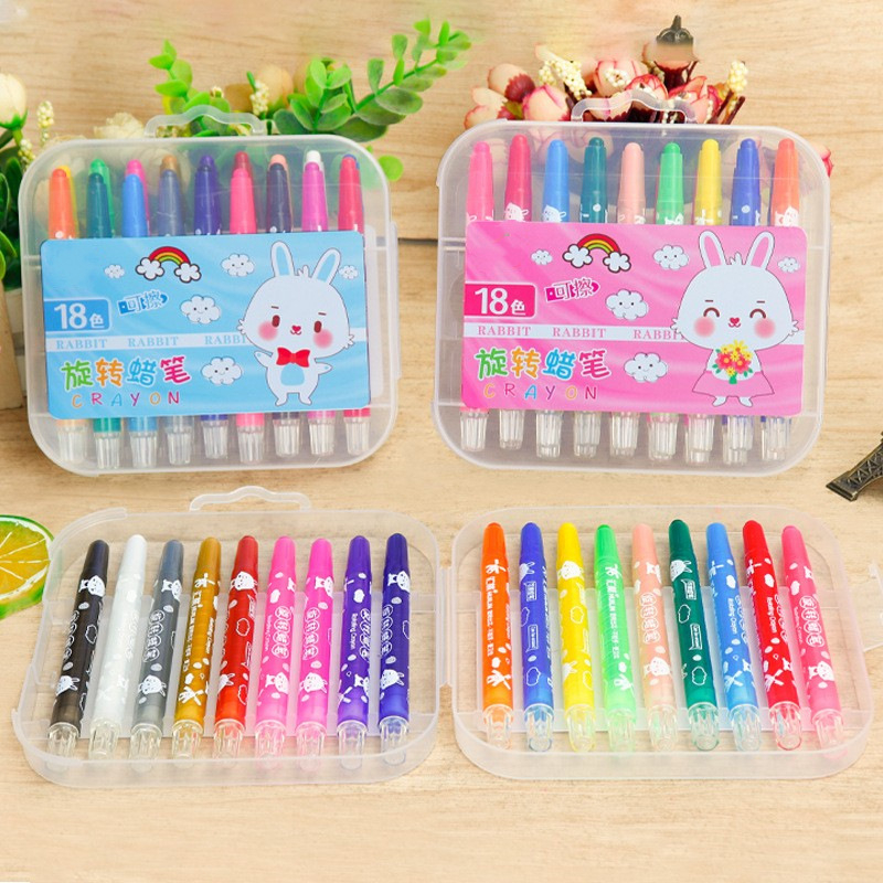 Детски въртящ се комплект цветни моливи (модел 810 – къс въртящ се молив; корпус от полипропилен; рефил 24 нюанса; тегло 89 г; печат на лого)