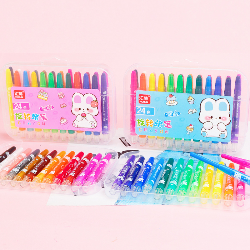 Детски въртящ се комплект цветни моливи (модел 810 – къс въртящ се молив; корпус от полипропилен; рефил 24 нюанса; тегло 89 г; печат на лого)