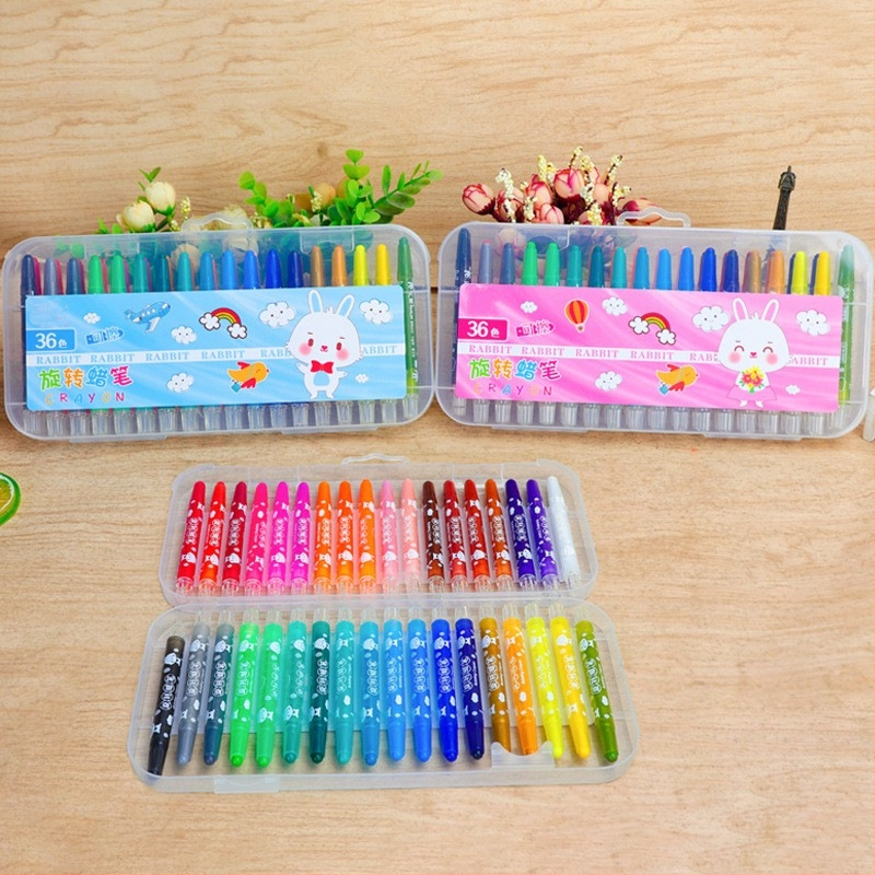 Детски въртящ се комплект цветни моливи (модел 810 – къс въртящ се молив; корпус от полипропилен; рефил 24 нюанса; тегло 89 г; печат на лого)