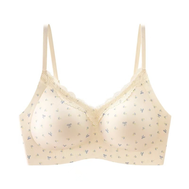 BH fără cusături, model floral, cupă 3/4, susținere moale, respirabil, model lateral