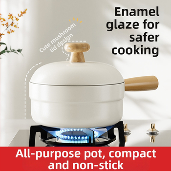 Pieno puodas su emaliuota keramikos danga, geležies korpusas, nelipantis paviršius, stiklinis dangtis, viskas viename sriubų puode