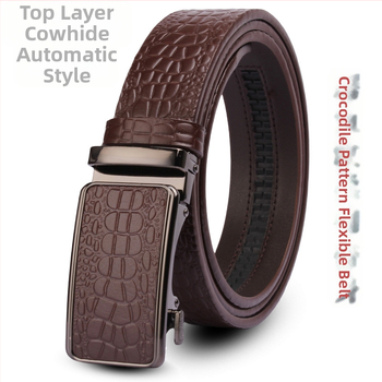 Vyriška odinė juosta iš tikros odos su krokodilo raštu, automatinis sagtis, plotis 3,5 cm