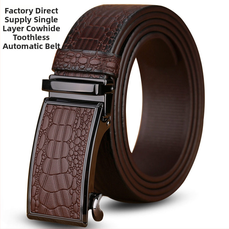 Vyriška odinė juosta iš tikros odos su krokodilo raštu, automatinis sagtis, plotis 3,5 cm