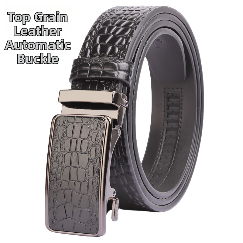 Vyriška odinė juosta iš tikros odos su krokodilo raštu, automatinis sagtis, plotis 3,5 cm