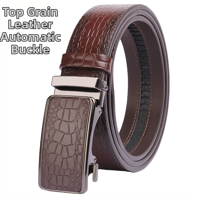 Vyriška odinė juosta iš tikros odos su krokodilo raštu, automatinis sagtis, plotis 3,5 cm