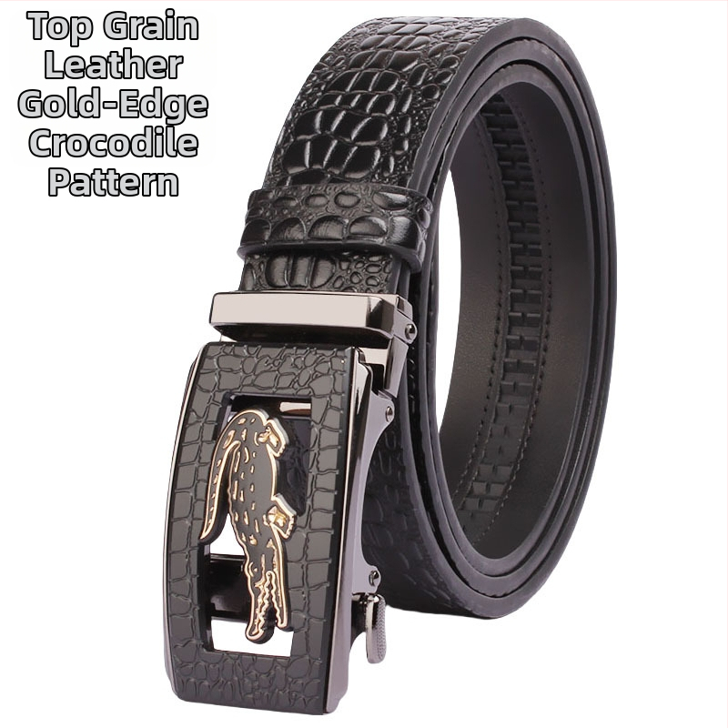 Vyriška odinė juosta iš tikros odos su krokodilo raštu, automatinis sagtis, plotis 3,5 cm