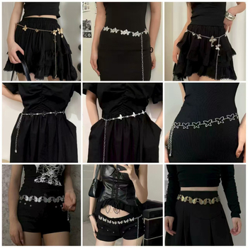 Juosmens grandinė su drugelio motyvu, retro boho stilius, lydinio medžiaga, 120 cm ilgio, moterims