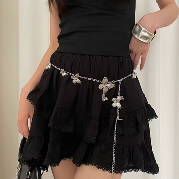 Juosmens grandinė su drugelio motyvu, retro boho stilius, lydinio medžiaga, 120 cm ilgio, moterims