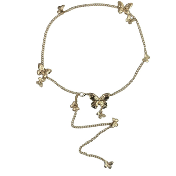 Juosmens grandinė su drugelio motyvu, retro boho stilius, lydinio medžiaga, 120 cm ilgio, moterims