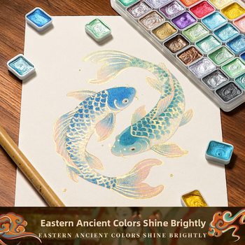 Giorgione Pärlise läikega tahked akvarellvärvid komplekt, 180 värvi, 3 g maht, PP plastikust karp