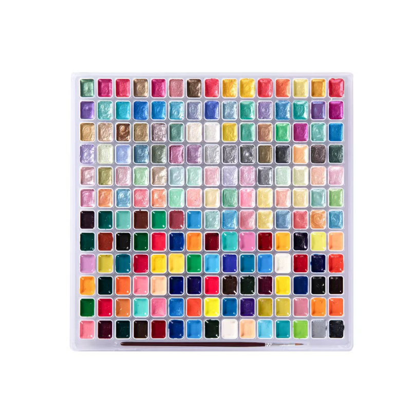 Giorgione Pärlise läikega tahked akvarellvärvid komplekt, 180 värvi, 3 g maht, PP plastikust karp