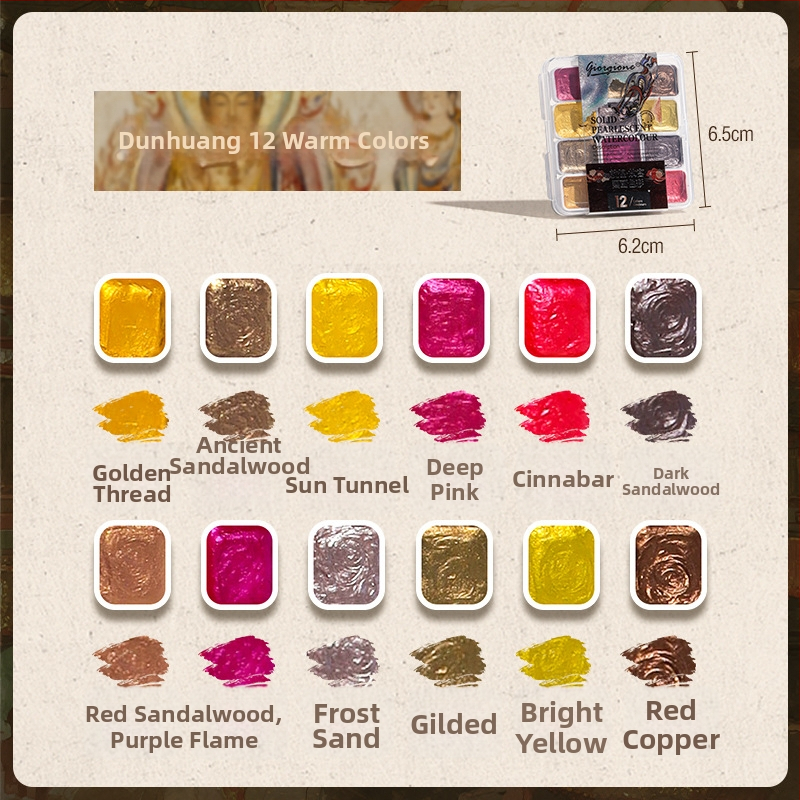 Giorgione Pärlise läikega tahked akvarellvärvid komplekt, 180 värvi, 3 g maht, PP plastikust karp