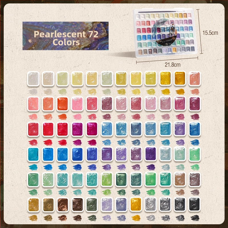 Giorgione Pärlise läikega tahked akvarellvärvid komplekt, 180 värvi, 3 g maht, PP plastikust karp