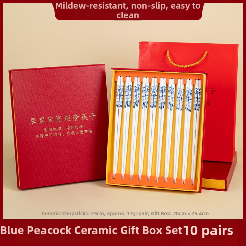 Porcelanski štapići za jelo – svijetlo luksuzni retro stil, cvjetni uzorak, uključena poklon kutija, moguć ispis logotipa