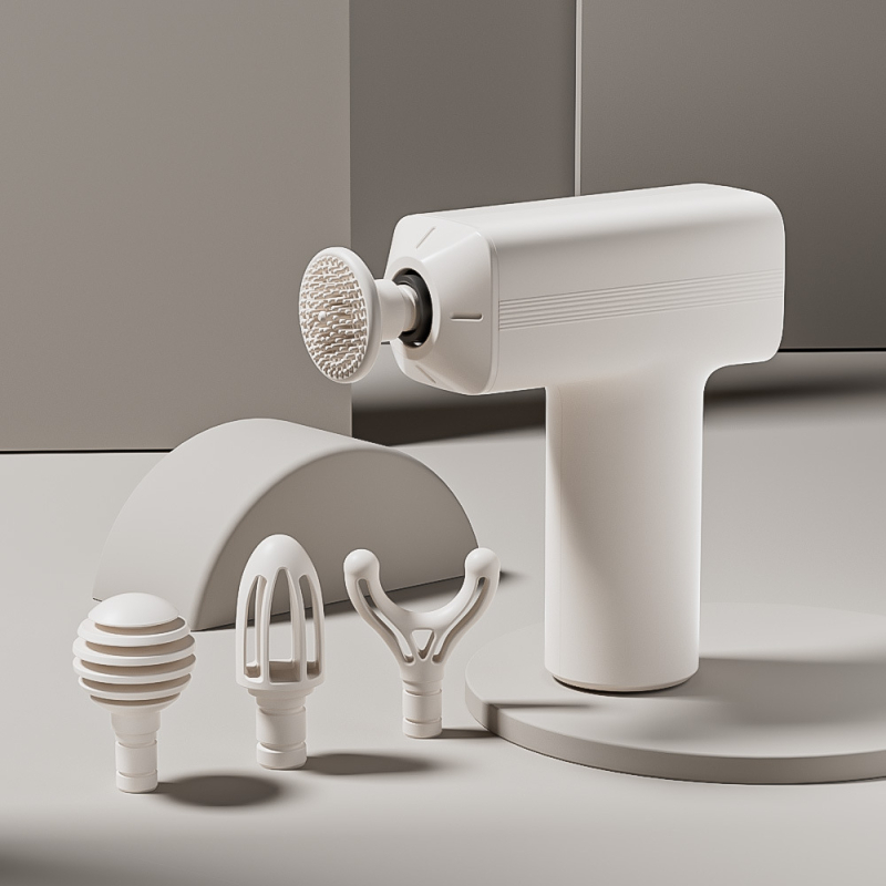 Masaj pentru fascie – Masaj portabil mini pentru mușchi, cu 4 capete, baterie încorporată, 3 trepte, zgomot redus sub 36 dB, autonomie baterie peste 12 ore