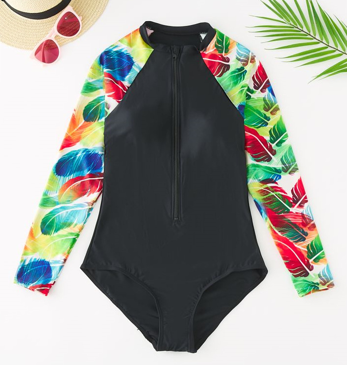 Γυναικείος ολόσωμος μαγιό με επένδυση στο στήθος, 82% νάιλον ύφασμα, φλοράλ μοτίβο