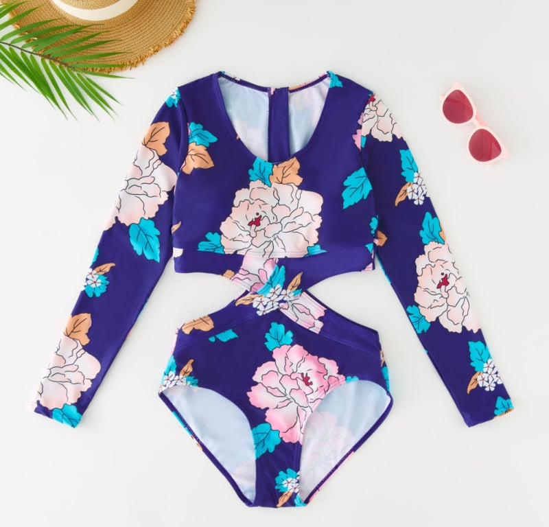 Γυναικείος ολόσωμος μαγιό με επένδυση στο στήθος, 82% νάιλον ύφασμα, φλοράλ μοτίβο