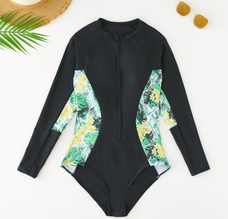 Γυναικείος ολόσωμος μαγιό με επένδυση στο στήθος, 82% νάιλον ύφασμα, φλοράλ μοτίβο