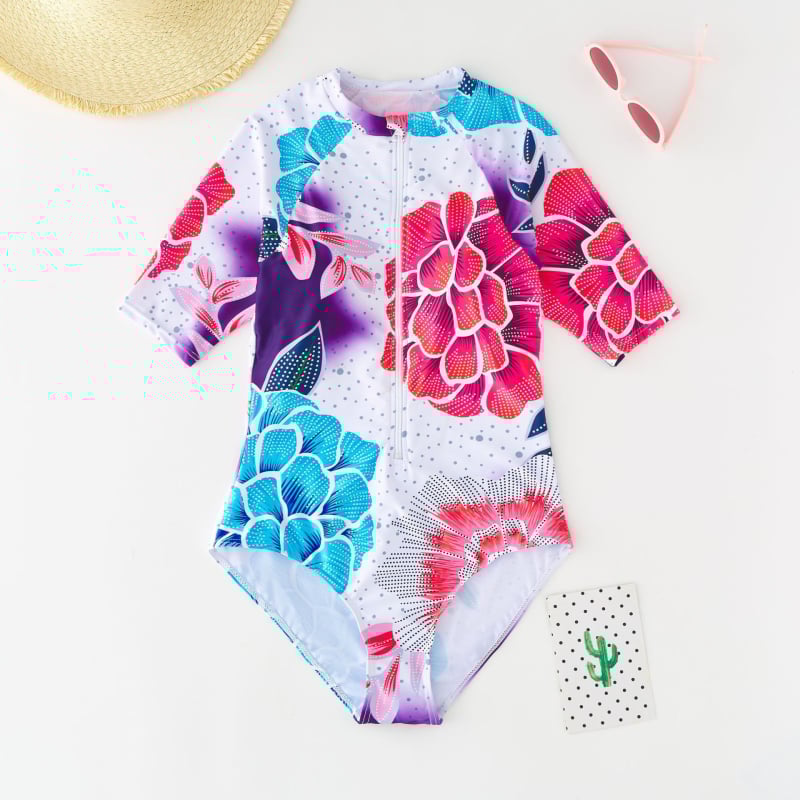 Γυναικείος ολόσωμος μαγιό με επένδυση στο στήθος, 82% νάιλον ύφασμα, φλοράλ μοτίβο