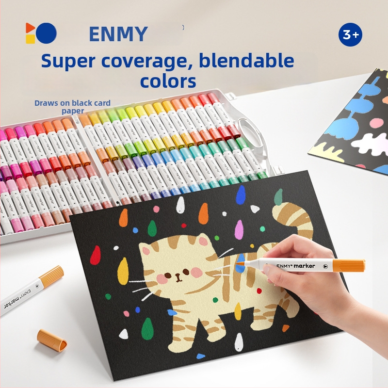 Enmi dvejų galvų akrilinis markeris vaikams, atsparus vandeniui, tinkamas DIY akvarelei, bazinė pakuotė