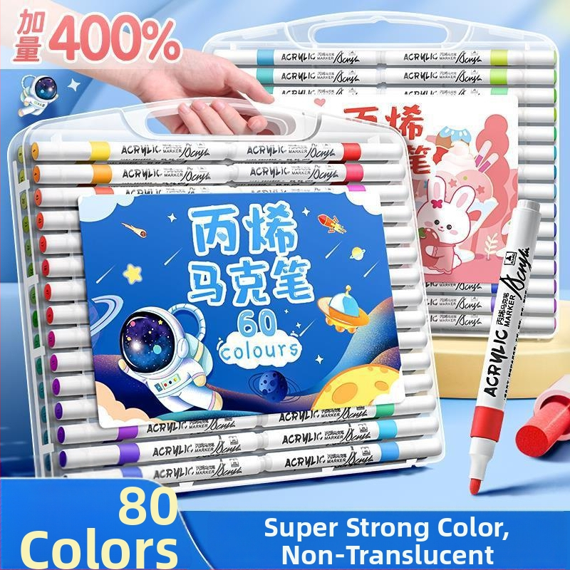 Akrilinis markeris vaikams – nepermatomas spalvos, akvarelės menams, papildomas kitais atspalviais