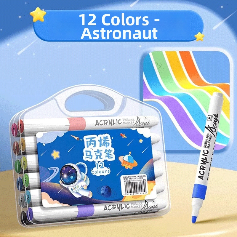 Akrilinis markeris vaikams – nepermatomas spalvos, akvarelės menams, papildomas kitais atspalviais