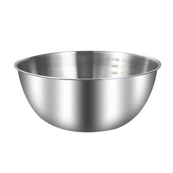 Nerūdijančio plieno baseinas su integruota skale, skirtas daržovėms plauti ir tešlai minkyti — apvalus virtuvės dubuo